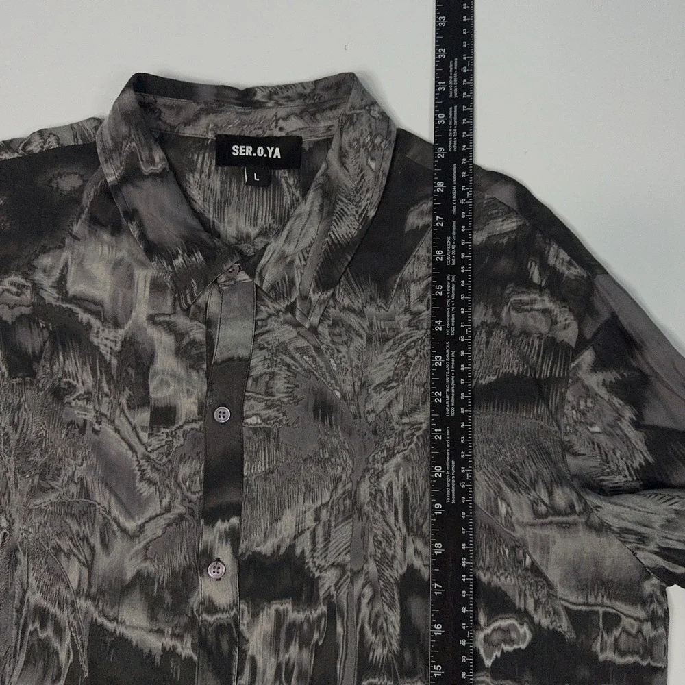 Designer SER.O.YA‎ Marcus Denim Shirt Mens Size L Long Sleeve Button Up Black